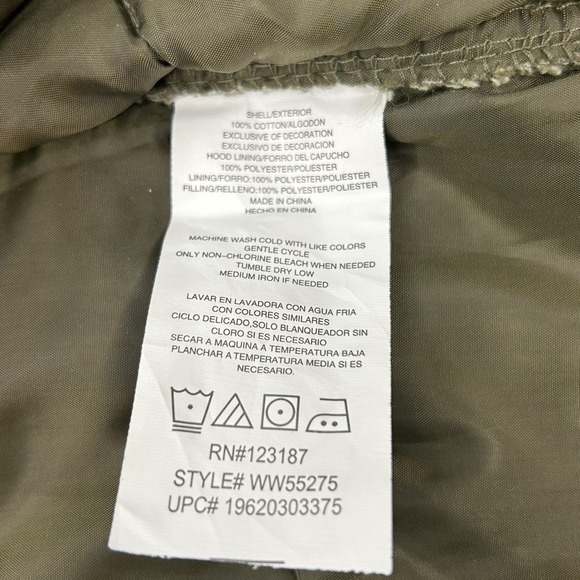 Wrangler Workwear Hooded Vest Mens 2XL Olive Green Puffer Quilted Lined Canvas - Picture 8 of 8